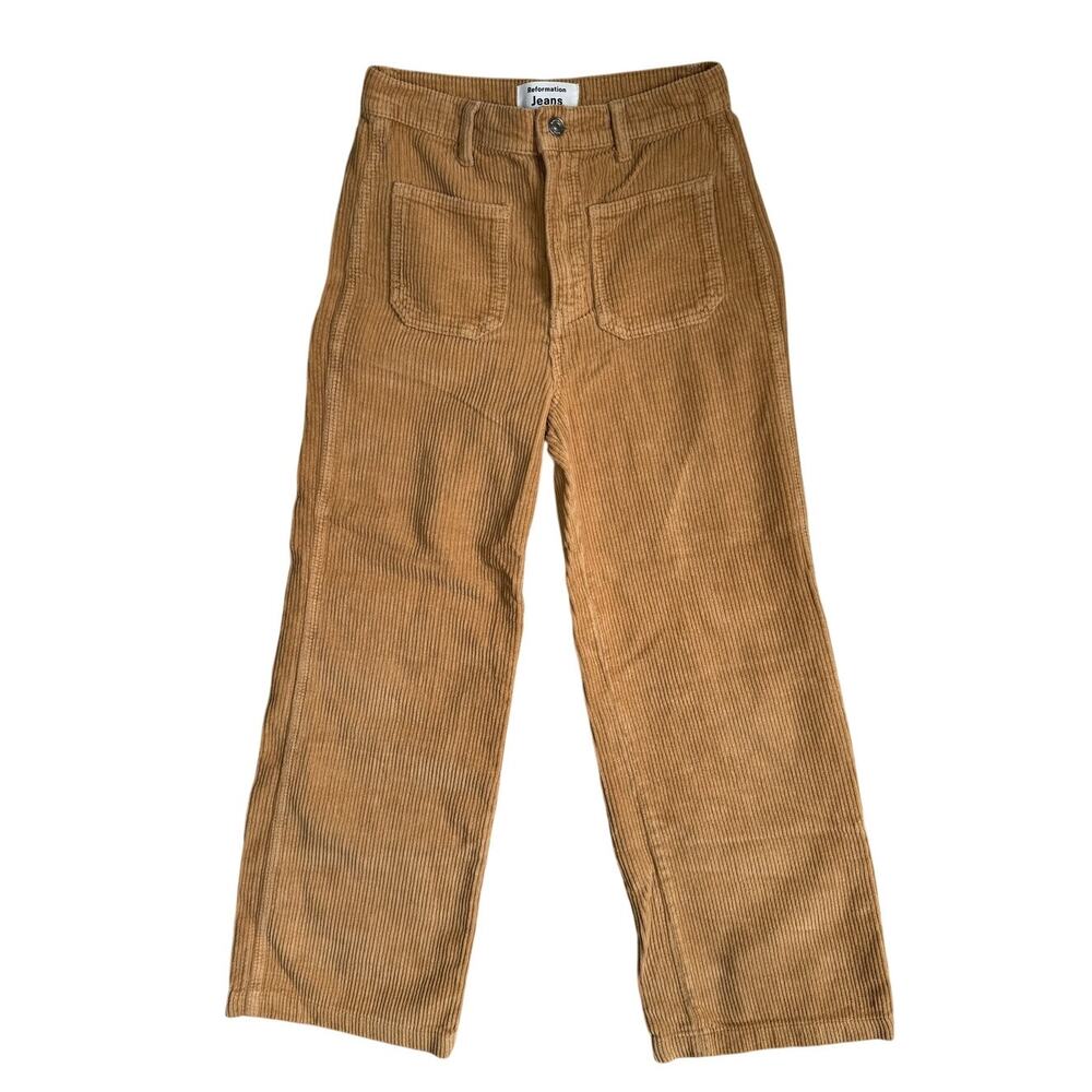 Reformation Alyssa Corduroy Wide Leg High Rise Jeans Pants Tan Brown 26